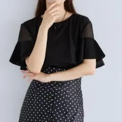 ☆mysty woman☆シアーショルダー切り替えプルオーバー ブラックFREEのサムネイル