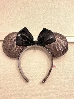 ディズニーカチューシャ　スパンコール　ブラウン×ブラック