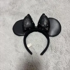 ミッキー耳カチューシャ 黒 スタッズ付き