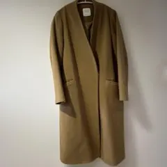 UNITED TOKYO VネックノーカラーコートM キャメル