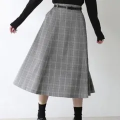 Honeys グレンチェックミモレ丈スカート L