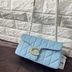 水色 キルティング ショルダーバッグ