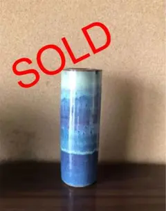 大幅値下　窯変　ビンテージ　花瓶　ブルーグラデーション　笠間焼き　陶印