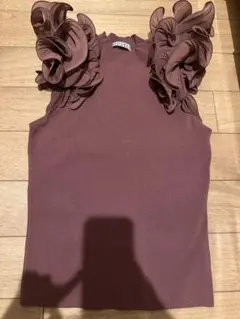 1度使用 SNIDEL ノースリーブ フリル ニット トップス