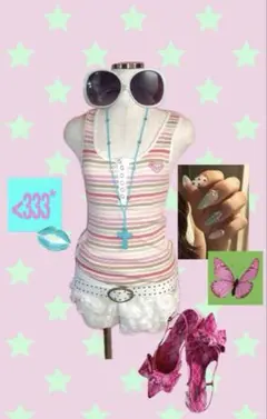 ROXY Y2K Border Tank Top❤︎海外girlのサムネイル