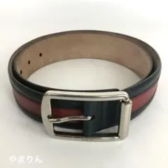 Gucci グッチ ベルト シェリーライン ネイビー レッド シルバー バックル