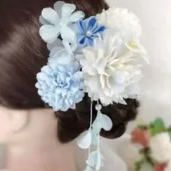 浴衣　髪飾り ヘアピン セット ブルー