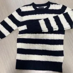 Spiral News M ネイビー/アイボリー ストライプニット