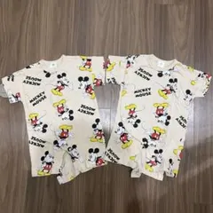 美品　ディズニーベビー　ミッキーマウス　半袖　ロンパース　双子コーデ　2枚セット