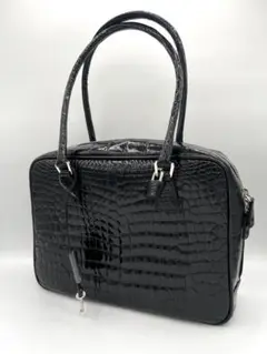 美品 シャイニングクロコダイル ハンドバッグ
