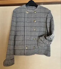 【美品】Mila Owen ノーカラーチェックジャケット