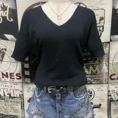 【人気】agnes b. アニエスベー 半袖ニット ブラック Vネック BC72