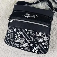 美品　カステルバジャック　ショルダーバッグ　ブランドロゴ　黒色　レザー　斜め掛け