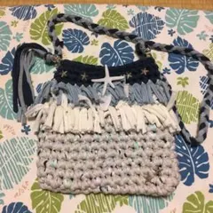 ハンドメイド　Tシャツヤーン　ショルダーバッグ