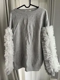 SNIDEL チュールスリーブ スウェット グレー
