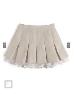 GRL/インパン裏地付きフリルツイードプリーツミニスカート/アイボリー