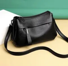 ショルダーバッグ ブラック レディース 合皮 ポケット多め 斜めがけ 肩掛け