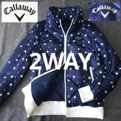 【キャロウェイ】秋冬2WAY星柄総柄 ロゴマーク 中綿ゴルフブルゾンジャケットM
