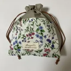 10 花柄コットン巾着袋