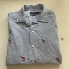POLO RALPH LAUREN フラッグ刺繍 半袖シャツ ライトブルーのサムネイル