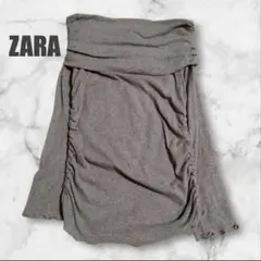 ザラ ニット オフショルダー トップス 大人可愛い ドレープ 長袖 シンプル