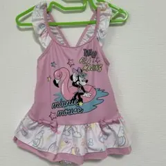スイムキャップ付きベビー水着（90㎝）　ミニーマウス　ピンク