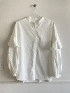 GU フリル付き長袖シャツ ホワイト M