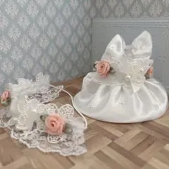 オレンジ 純白ドレス ヘッドドレス付き 10cm ぬい服