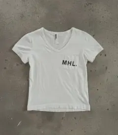MHL. マーガレットハウエル Vネック ポケットTシャツ ホワイト サイズ1