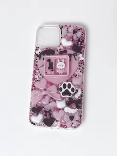 地雷系デコスマホケース♥︎ピンク×ブラック