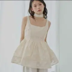 Maison Echelleカラミチェックキャミソール オーガニックコットン