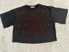 GLOBAL WORK パール付き半袖Tシャツ ブラックのサムネイル
