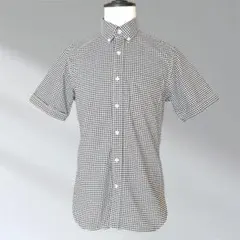 無印良品 ギンガムチェック 半袖ボタンダウンシャツ M 綿100% メンズ