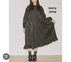 極美品　merry jenny ジャガードbear刺繍ワンピース　黒　ブラック