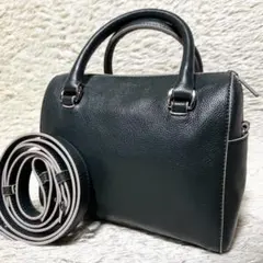 美品 マザーハウス エッジカラー ミニボストン 2way 斜め掛け グリーン 