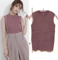 ノースリーブハイネックリブニット プロポーションボディドレッシング ピンク