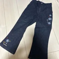 ミキハウス 刺繍入りデニムフレアパンツ110 美品