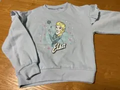 新品タグ付き　エルサ　裏起毛トレーナー 青フリル袖 120女の子 普段着