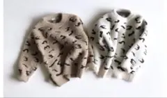 韓国子供服 レオパード ニット　ベージュ×ブラック
