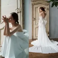 ドレスプロダクション 2way バックリボン ベアトップ ソフトマーメイドドレス