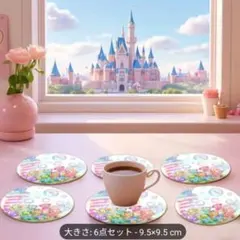 ③-18 ダッフィーフレンズ　木製コースター　6枚 カラフルハピネス