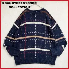 90s ROUNDTREE＆YORKE シルク混 ハンドニット セーター XL