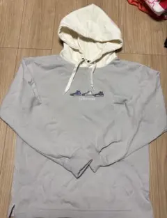 CONVERSE スニーカー刺繍 パーカー L グレー/ホワイト