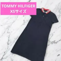 トミーヒルフィガー ポロワンピース ネイビー XS 襟ロゴ ワンポイント