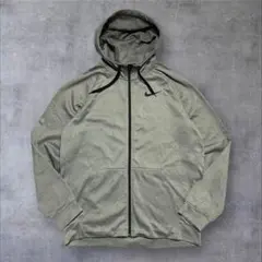 NIKE DRI-FIT ジップパーカー グレー スウォッシュ 刺繍 L