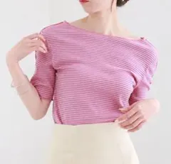 archives 2wayボーダーメローTee ピンク ボーダー