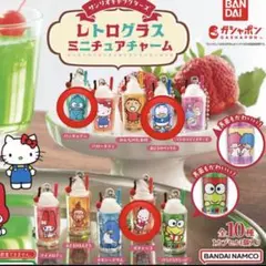 レトログラス ミニチュアチャーム ポチャッコ　ペックル　 ガチャ ハンギョドン