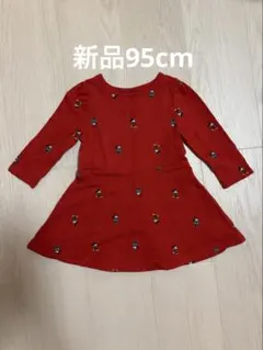 新品Baby GAP Disney ミッキー ミニー 柄 ワンピース 赤95cmのサムネイル
