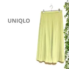 【UNIQLOユニクロ】プリーツスカート　黄緑色　若草色　ウエストゴム　ゆったりのサムネイル