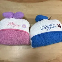 ディズニー　ドナルド　デイジー　フード付きポンチョ　ブランケット　ペア